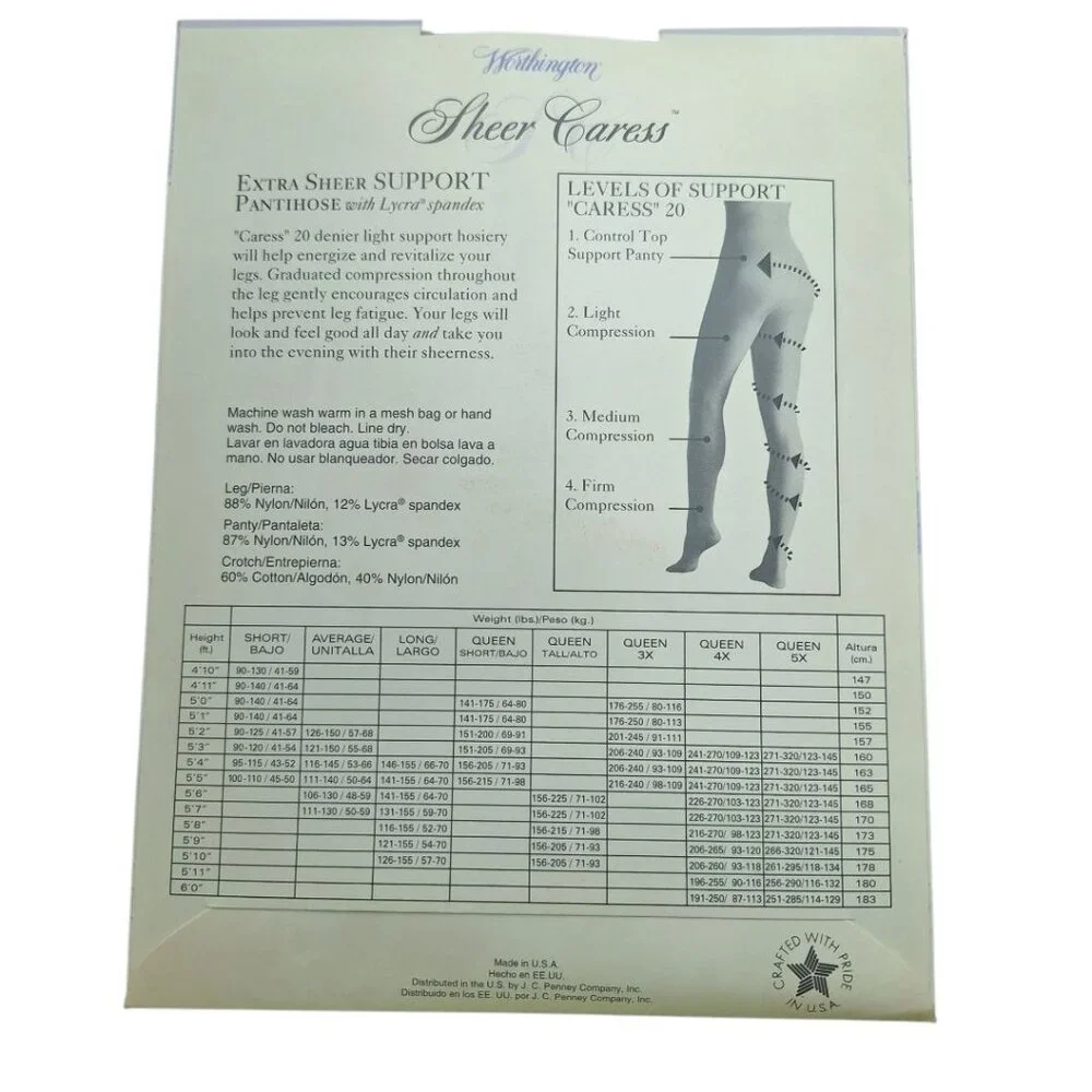 Worthington Sheer Caress Pantihose Sandaltfoot‎ Suntan 03 Control Top Average